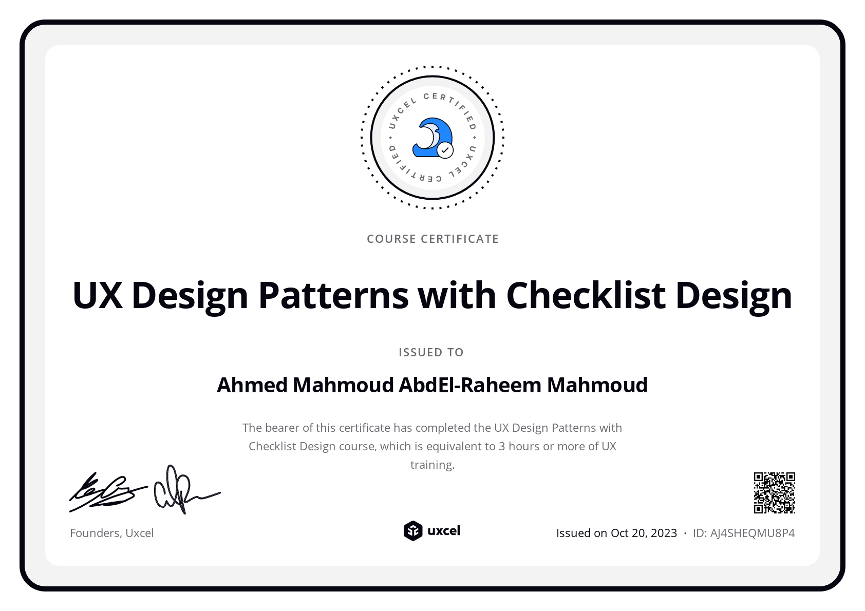 Ahmed Mahmoud AbdEl-Raheem Mahmoud's certificate